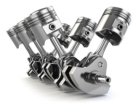 V6 Engine Pistons and Crankshaft